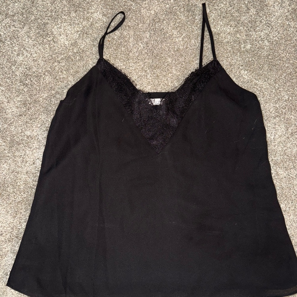 Elegant Black Lace Trim Cami Top